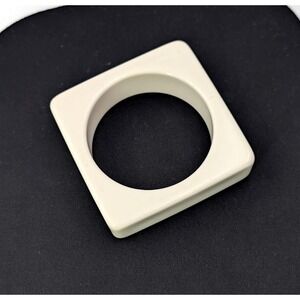 Vintage 80s Square Bangle Bracelet Off White Chunky Geometric Statement